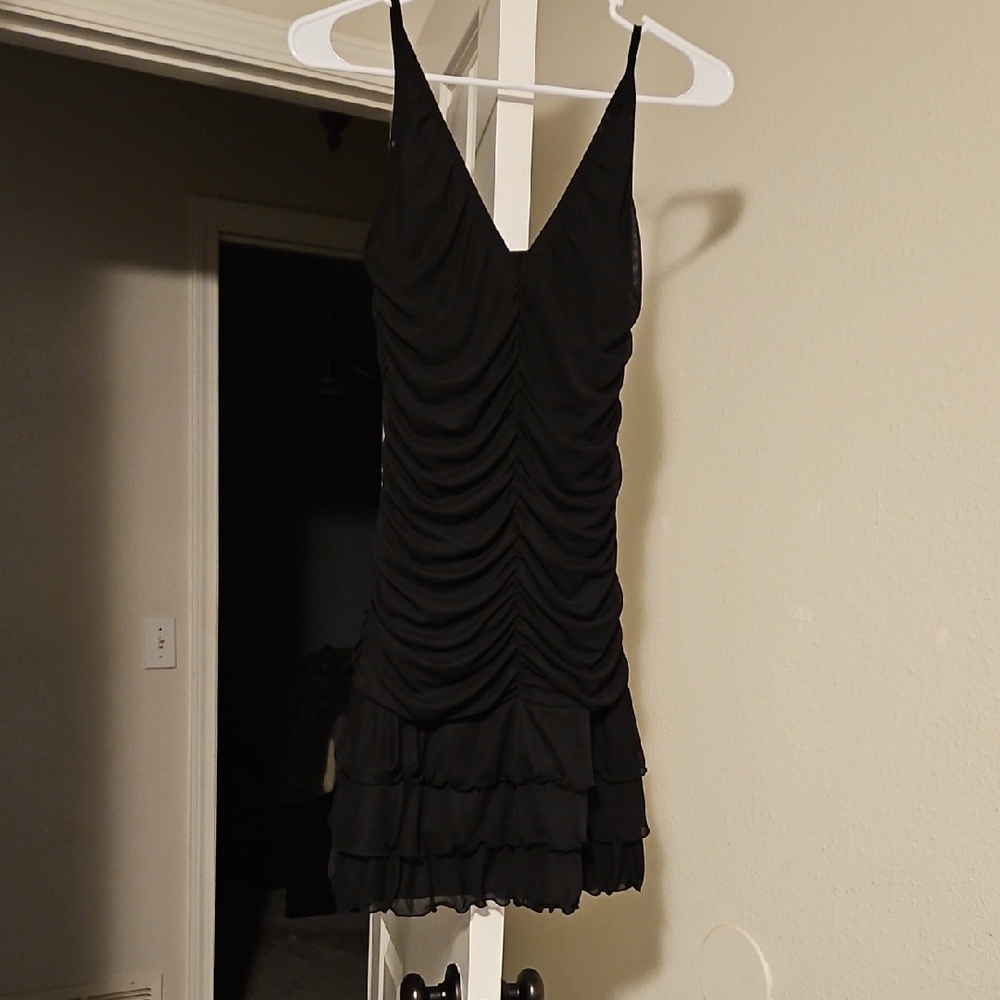 Moda International Black Ruched Mini Dress